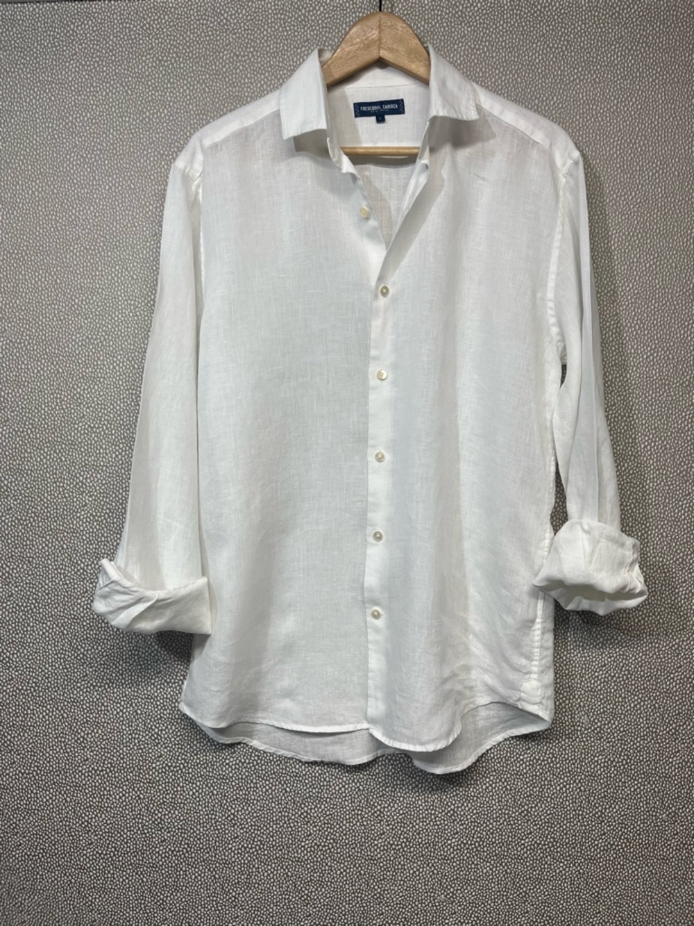 L Frescobol Carioca Men's White 100% Italian Linen Button-Down Shirt Luxury NWOT